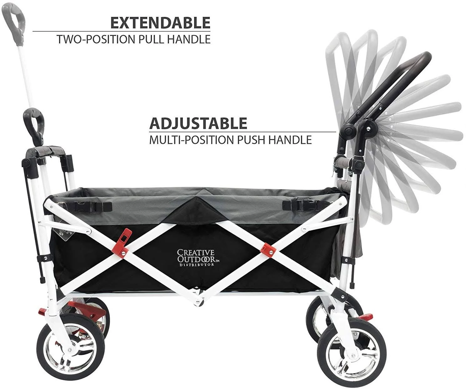 Push Pull Folding Wagon Stroller with Canopy 900580 Black/Gray