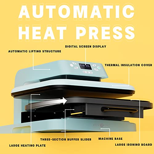HTVRONT Auto Heat Press Machine for T Shirts - 15x15 Smart T Shirt Press Machine with Auto Release - Professional Heat Press for Sublimation, Vinyl, Heat Transfer Projects