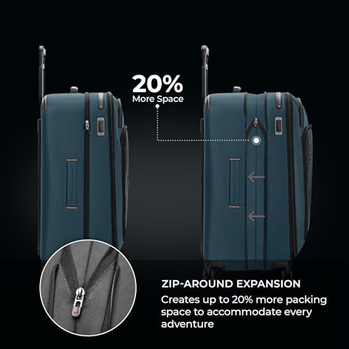 Briggs & Riley Domestic 22" Carry On Expandable Spinner - Luggage for Travel, Suitcases with Wheels, Softside Rolling Bag for Men & Women, Self-Repairing Zipper - ZDX Collection, Black