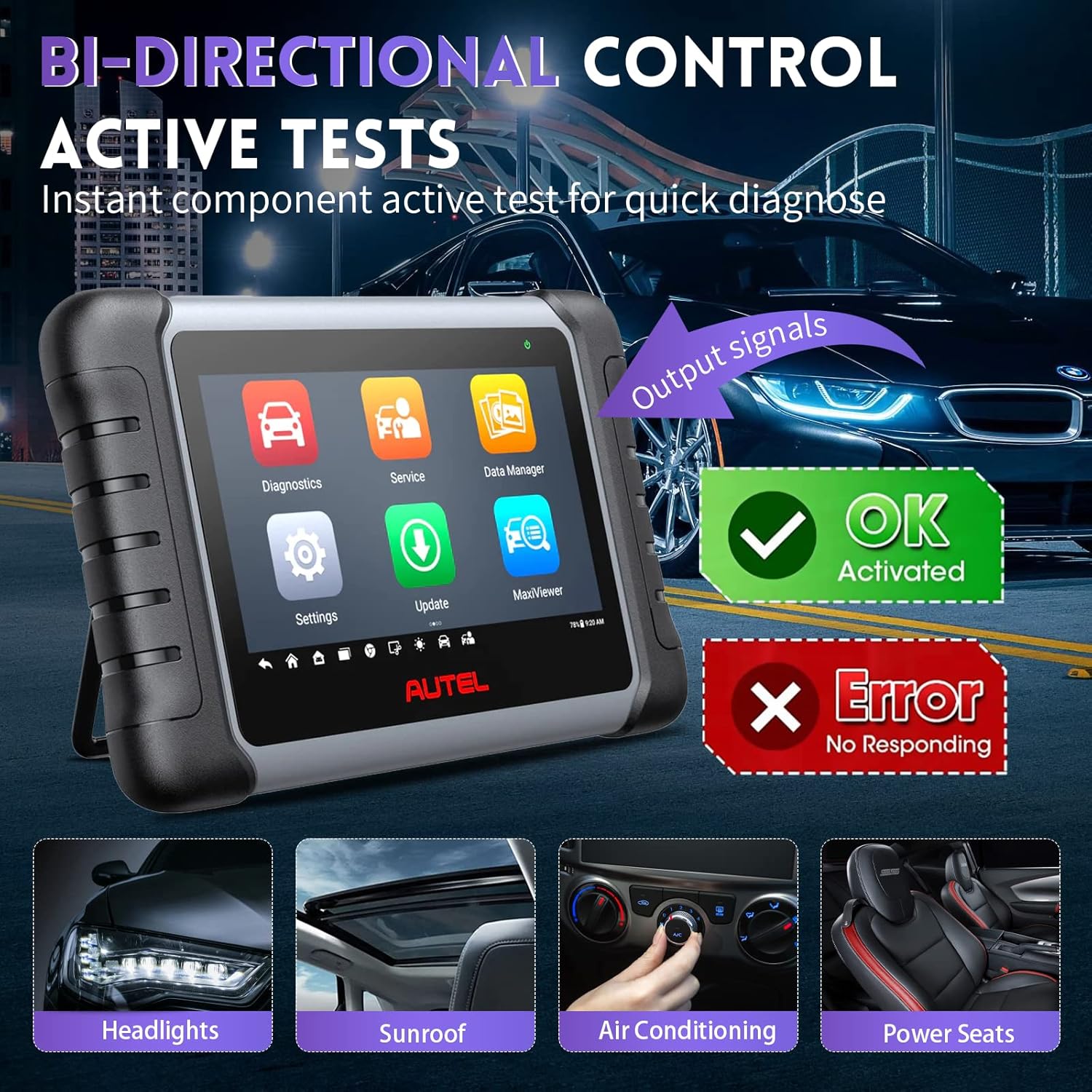 Autel Scanner MaxiCOM MK808Z - 2024 Bidirectional Tool Updated of MX808/MK808, Same As MK808S MX808S, Alternative MX900 All System Diagnostic Tool, 28+ Service, Active Testing Scanner