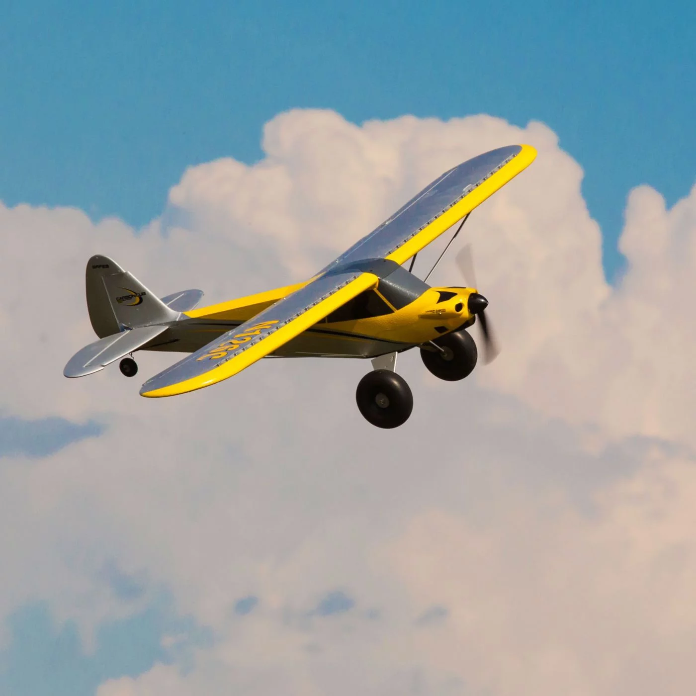 HobbyZone RC Airplane Carbon Cub S 2 1.3m BNF Basic Transmitter Battery and Charger not Included with Safe HBZ32500 Yellow Airplanes B&F Electric Trainer
