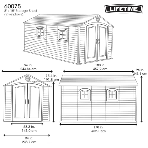 Lifetime 60075 8 x 15 Ft. Outdoor Storage Shed, Desert Sand