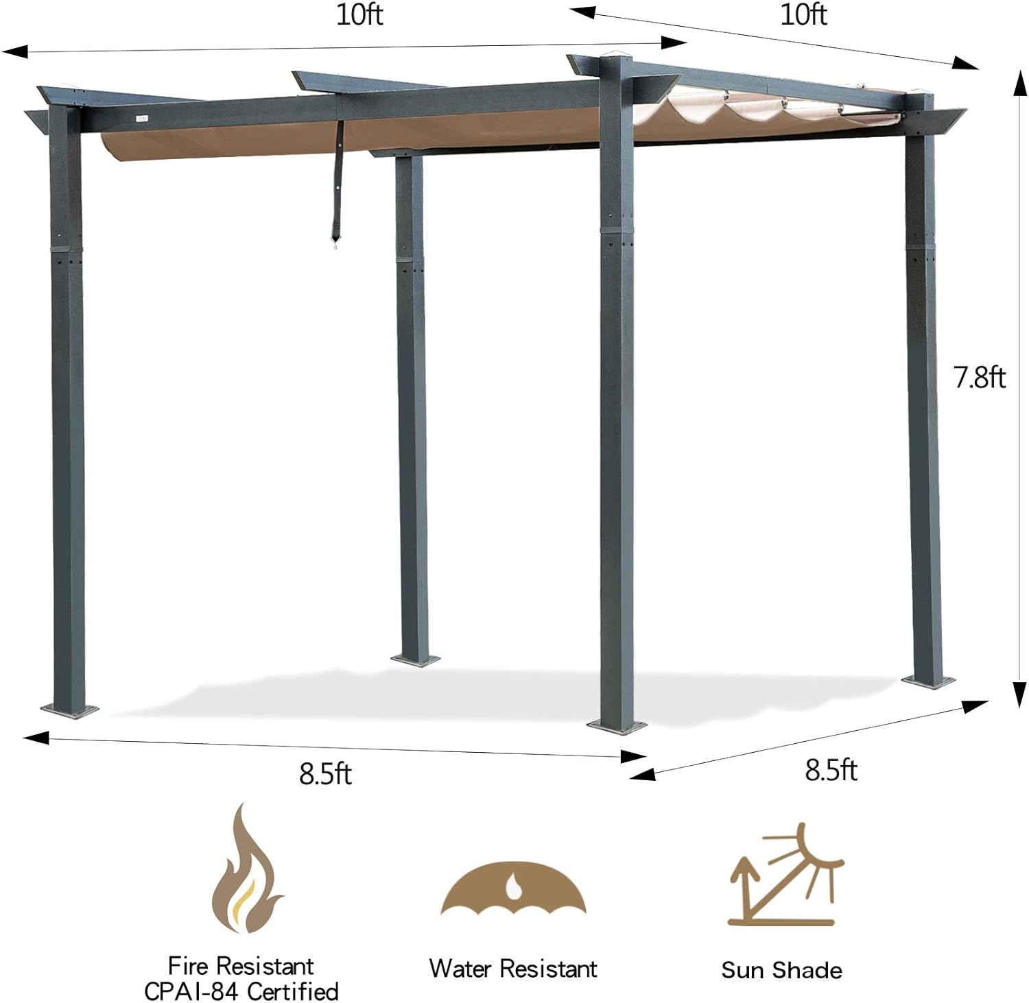 Outdoor Pergolas (2021 New) - Patio Aluminum Retractable Pergola Outdoor Gazebo Heavy Duty Grape Trellis Sunshade Canopy with Natural Wood Looking Finish by domi outdoor living (Martinique 10x13ft)