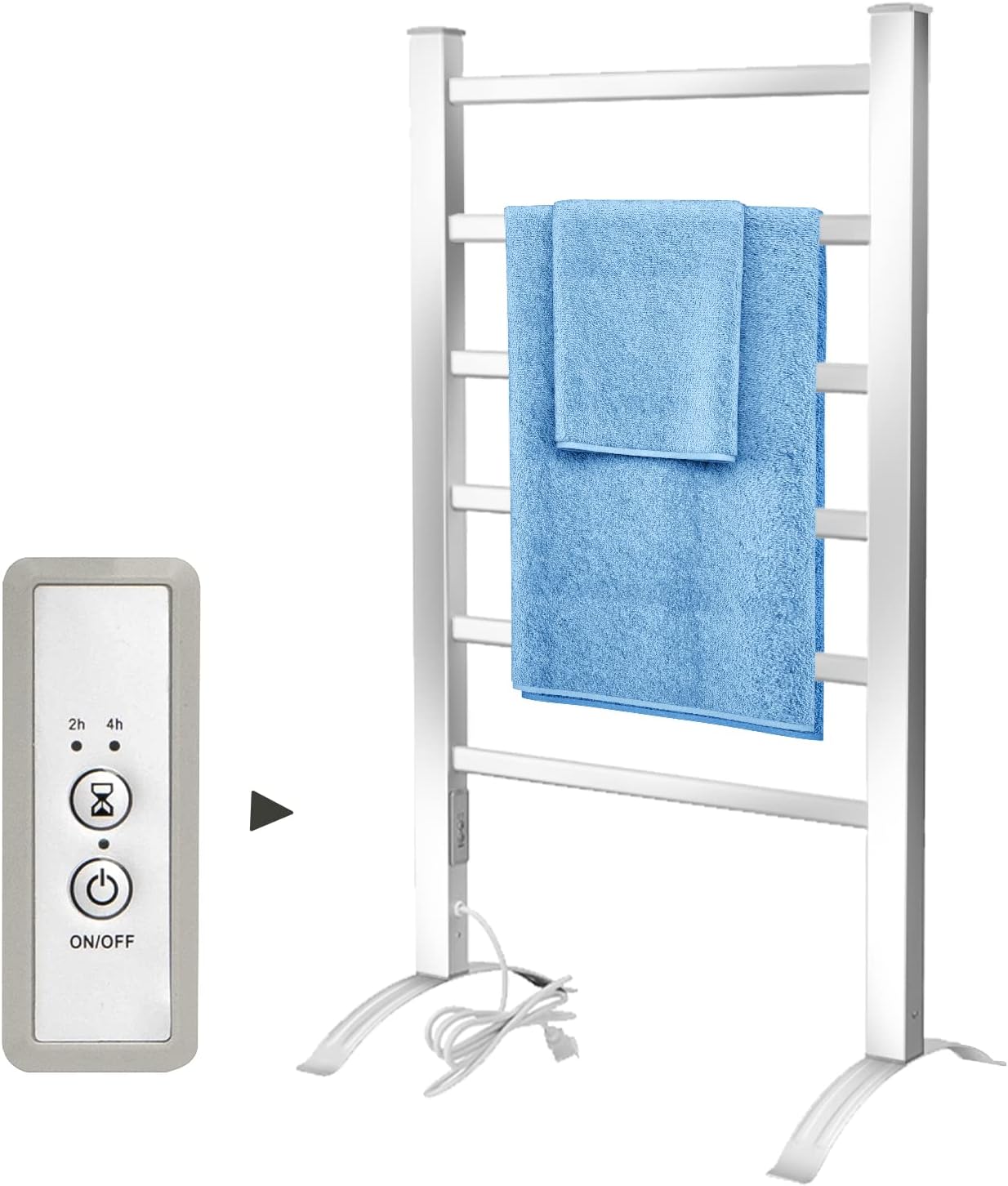 Towel Warmer for Bathroom - Heated Towel Rack with Timer- Towel Heater with Wall Mounted Plug-in Design for Drying Spa, 6 Bars