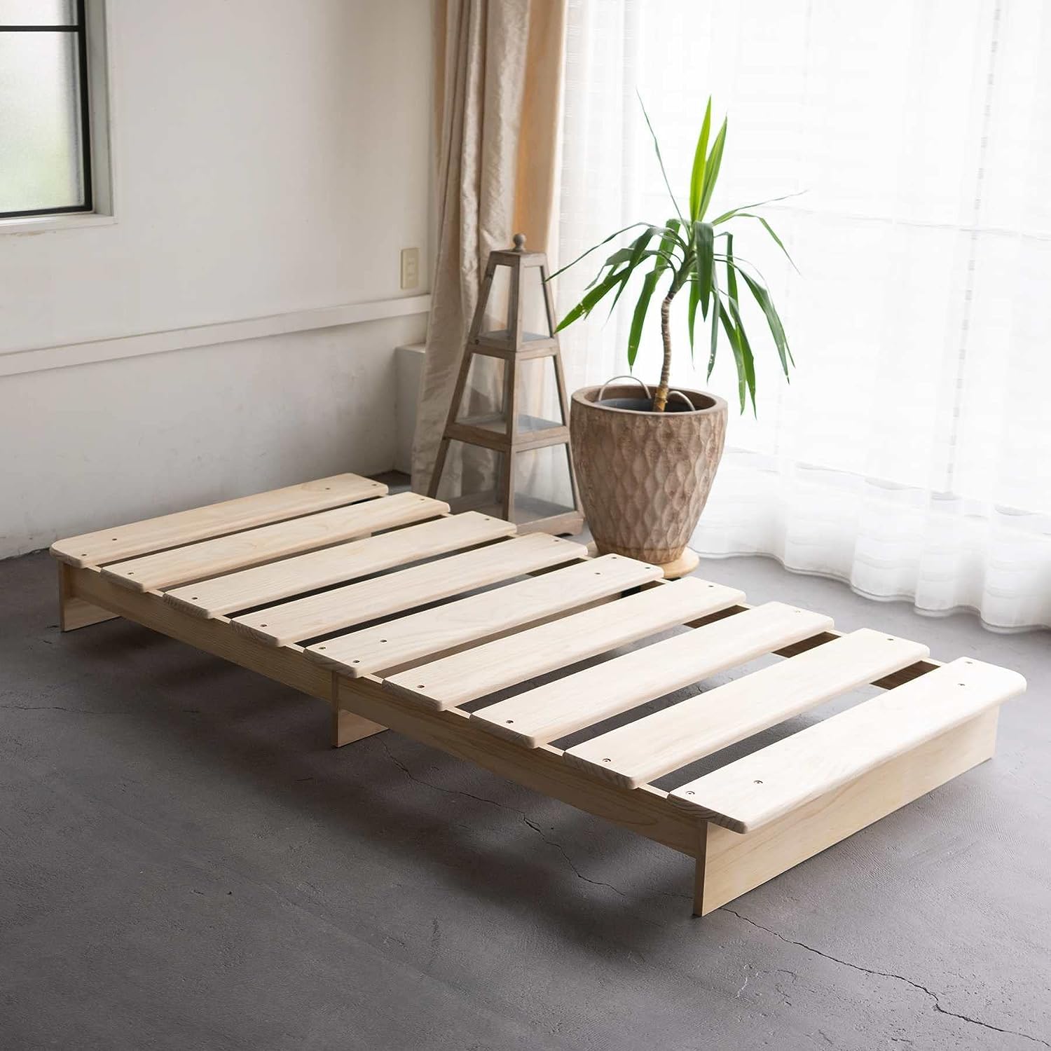 Wood Slatted Low Platform Bed Frame Kan Sunoko Twin For Japanese Futon Mattress Solid Pine (Unpainted), Floor Sleep Tatami Mat