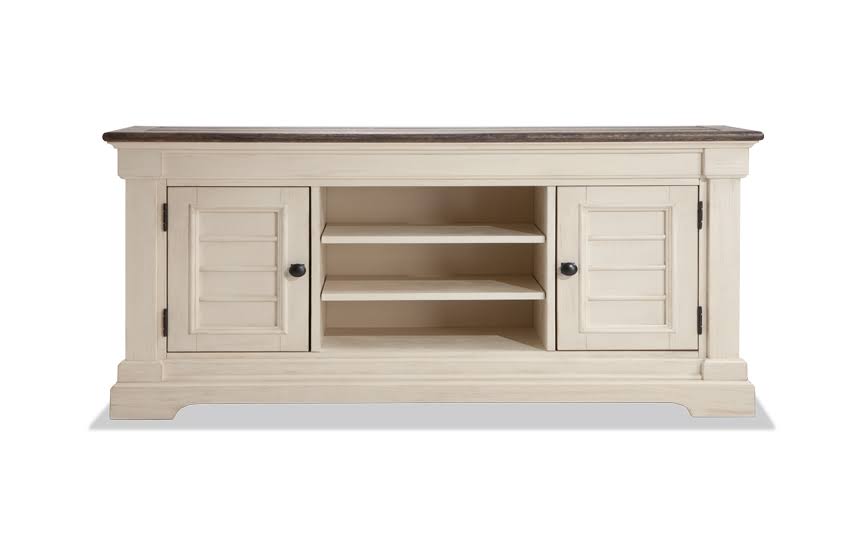Laurel 64&& TV Console in White/Gray | Cottage TV Stands Acacia Veneers/Oak Veneers by Bob&s Discount Furniture