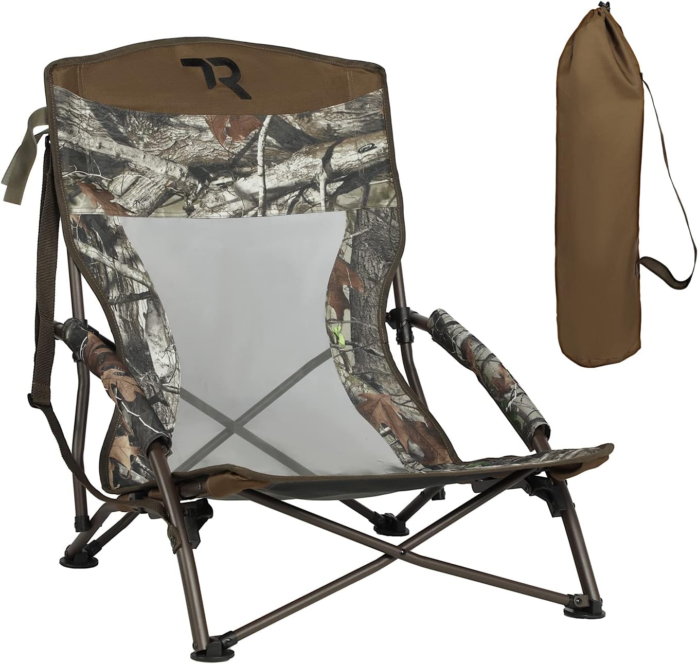 TR Low-Profile Hunting Chair Portable,Folding Camping Chairs Turkey Low Seat with Carry Bag,CAMO