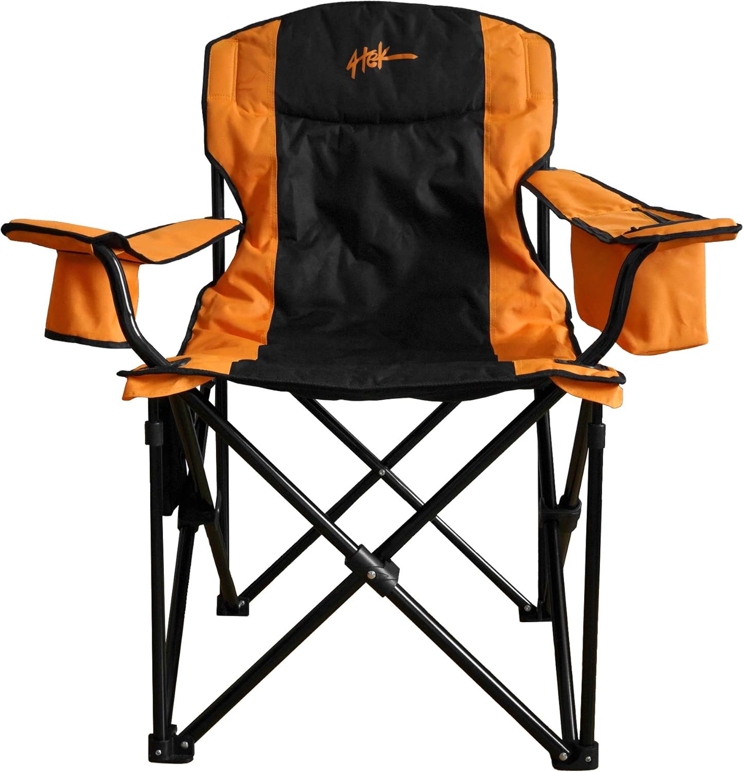 4Tek - Heated Chair - Portable Chair Perfect for Outdoor Camping, Sports, Beach, Lawn and Picnics | Orange & Black | Large Seat - Includes Battery Power Bank
