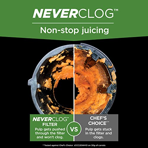 Ninja NeverClog Cold Press Juicer, Powerful Slow Juicer with Total Pulp Control, Countertop, Electric, 2 Pulp Functions, Dishwasher Safe, 2nd Generation, Charcoal, JC151