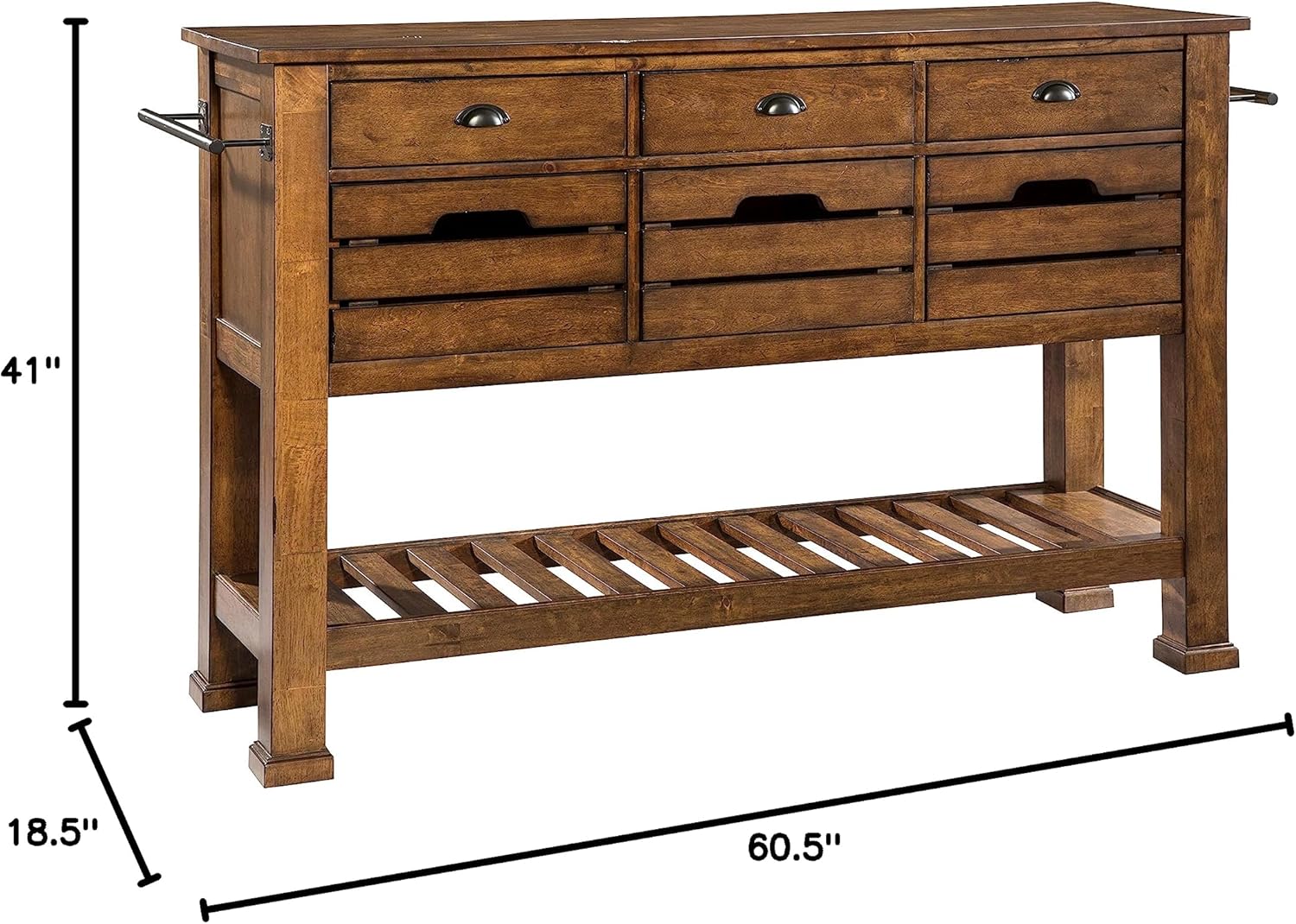 The District 60.5" Three Drawers, Copper Sideboard, Brown
