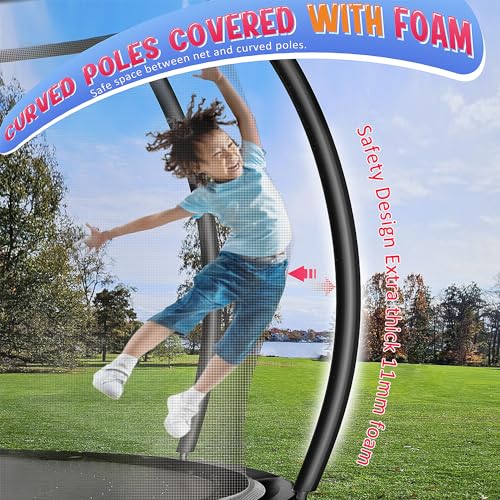 12FT 14FT 16FT Tranpoline for Adults and Kids, 1500 LBS Outdoor Tranpoline with Light, Sprinkler, Socks, Outdoor Recreational Tranpoline Heavy Duty - ASTM CPC CPSIA