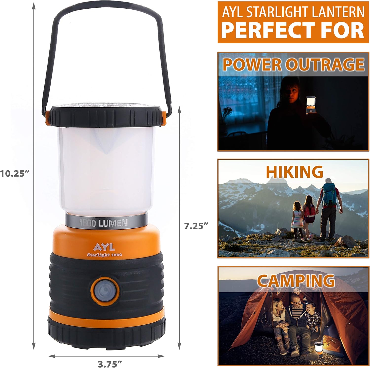 LED Camping Lantern Rechargeable, 1800LM, 4 Light Modes, 4400mAh Power Bank, IP44 Waterproof, Perfect Lantern Flashlight for Hurricane, Emergency, Power Outages, Home and More, USB Cable Included Pack of 2