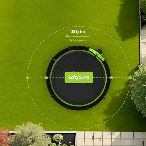 JumpFlex Trampoline Hero 12FT 14FT 15FT Round Outdoor Backyard Trampoline ASTM Approved with Net Safety Enclosure & Ladder Playset with Fast Assembly
