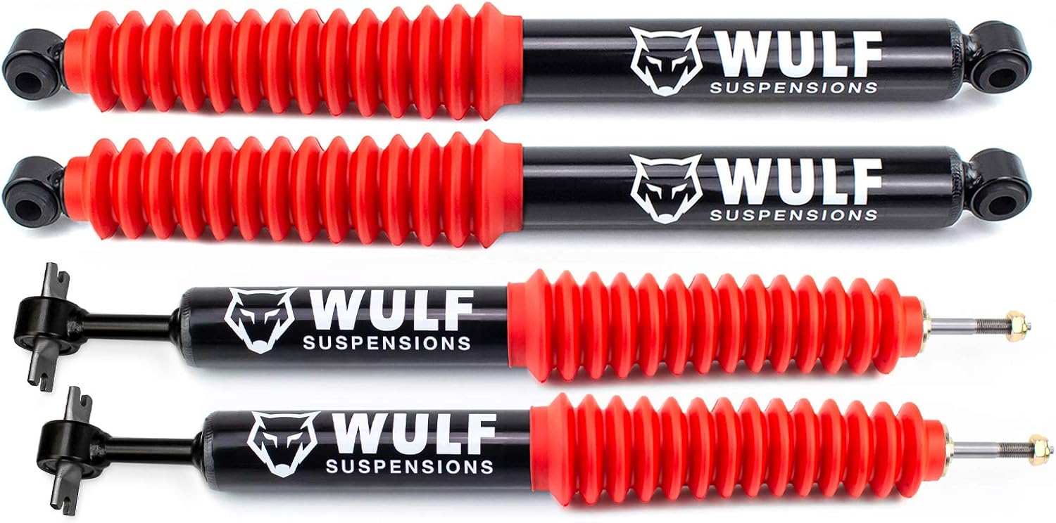 WULF 1-3" Front 1.5-2" Rear Adj Leveling Lift Kit with Extended WULF Shocks compatible with 1998-2011 Ford Ranger 4X4 with Torsion Bar Suspension
