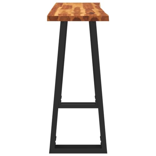 Console Table with Live Edge 43.3""x13.8""x31.5"" Solid Wood Acacia,Solid Acacia Wood Console Table with Live Edge and U Shaped Legs for Living Room or Hallway, Brown