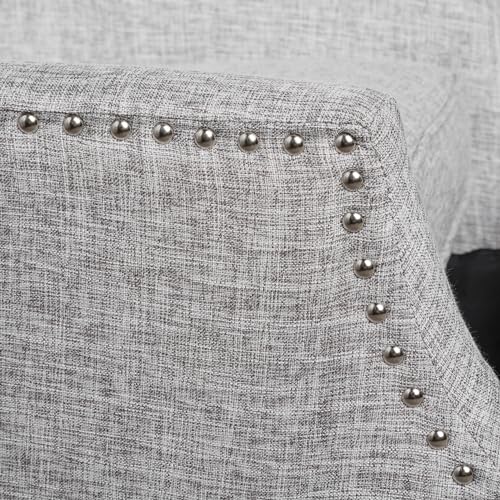 LUMISOL Upholstered Wingback Recliner Chair, Manual Push Back Recliner with Curved Arms, Single Reclining Sofa Chair with Wood Legs and Nailhead Trim for Nursery, Bedroom, Living Room (Light Grey)