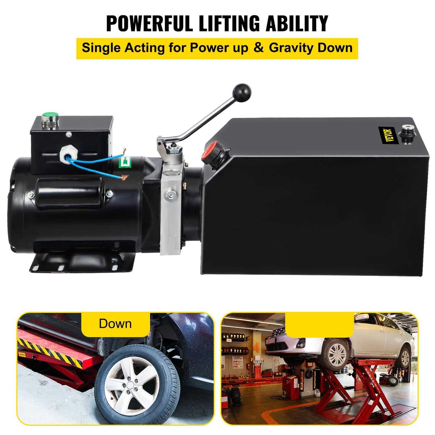 VEVOR Hydraulic Pump 14 Quart Hydraulic Power Unit 2950 Psi Car Lift Hydraulic Pack Dump Trailer 220V 60Hz 1 Ph Auto Repair Sho - Shop Hardware Tools Online Store
