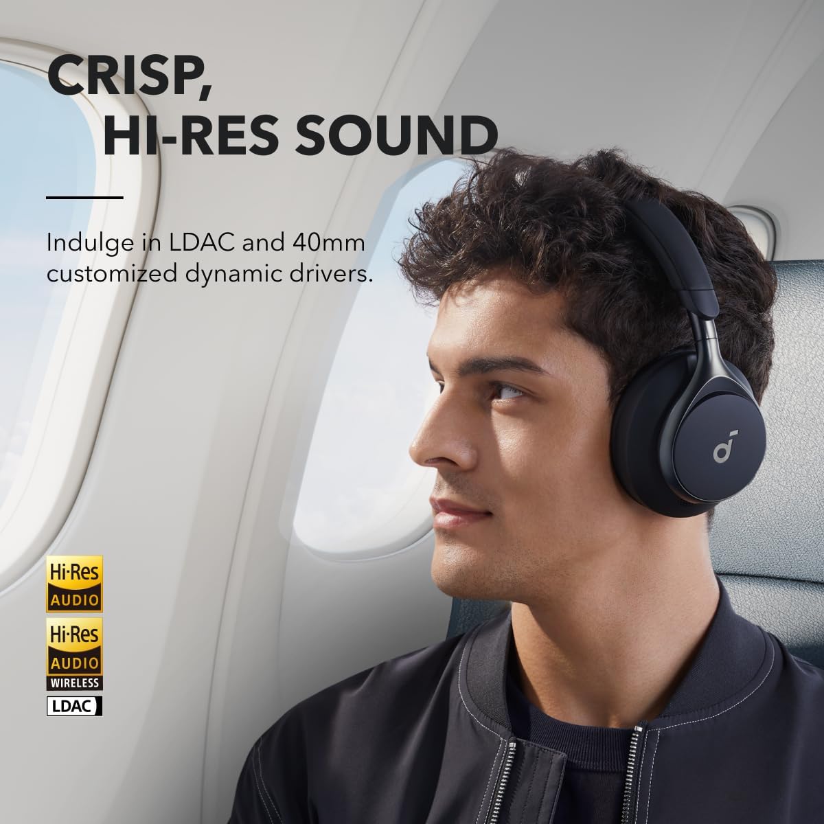 Soundcore by Anker Space One Active Noise Cancelling Headphones, with Headphones Case, 2X Stronger Voice Reduction, 40H ANC Playtime, App Control, LDAC Hi-Res Wireless Audio