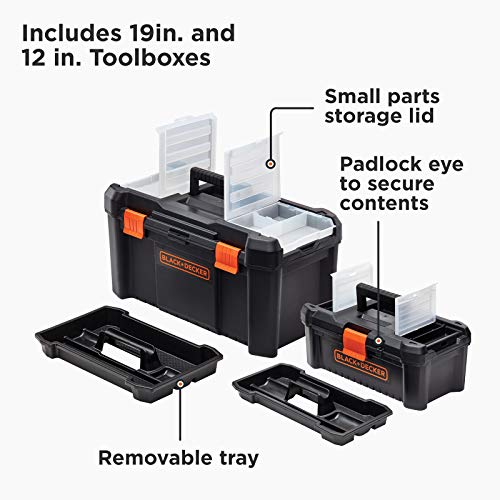 beyond by BLACK+DECKER BLACK+DECKER BDST60500APB Stackable Storage System - 3 Piece Set (Small, Deep Toolbox, and Rolling Tote)