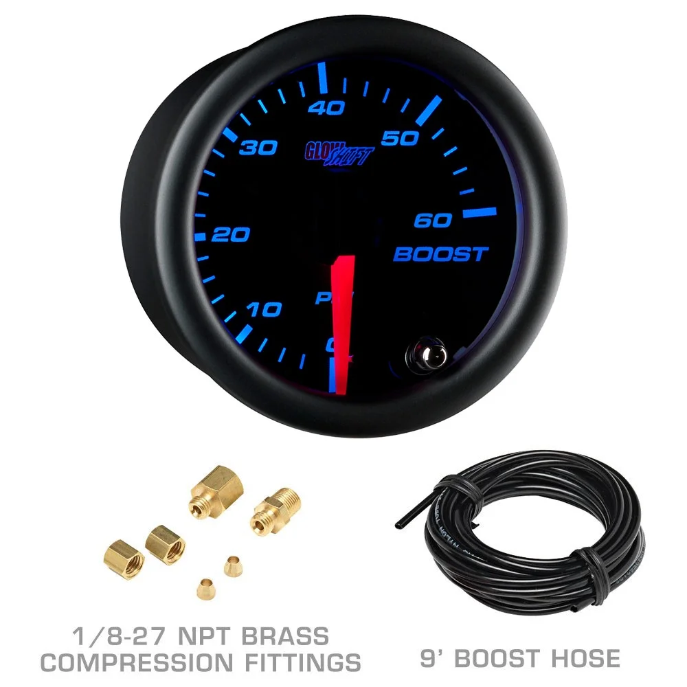 GlowShift 2003-2009 Dodge Ram Cummins Taupe Triple Gauge Package with Black 7 Color DS10 Gauge Set