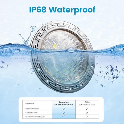 SURAIELEC LED Pool Lights for Inground Pool, 12V AC 10 inch Underwater Swimming Pool Light Replacement for Pentair Hayward Wet Niches, 30W, 3000LM, 6500K Cool White Glow, 100FT Cord