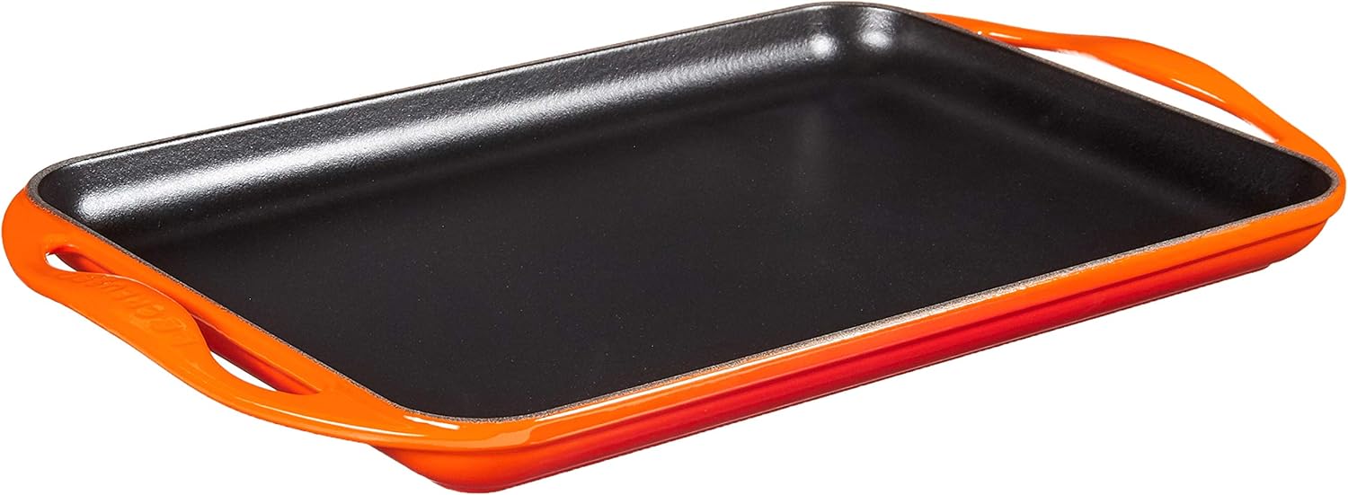 Le Creuset Enameled Cast Iron Rectangular Skinny Griddle, 13 x 8.5, Quince