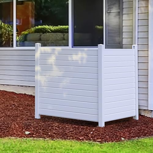 48"W X 48"H Outdoor privacy screen freestanding, Pool Equipment Enclosure, Air Conditioner Fence, fencing to hide air conditioner, vinyl privacy fence, garbage can hider outdoor(Color:4 Panels)