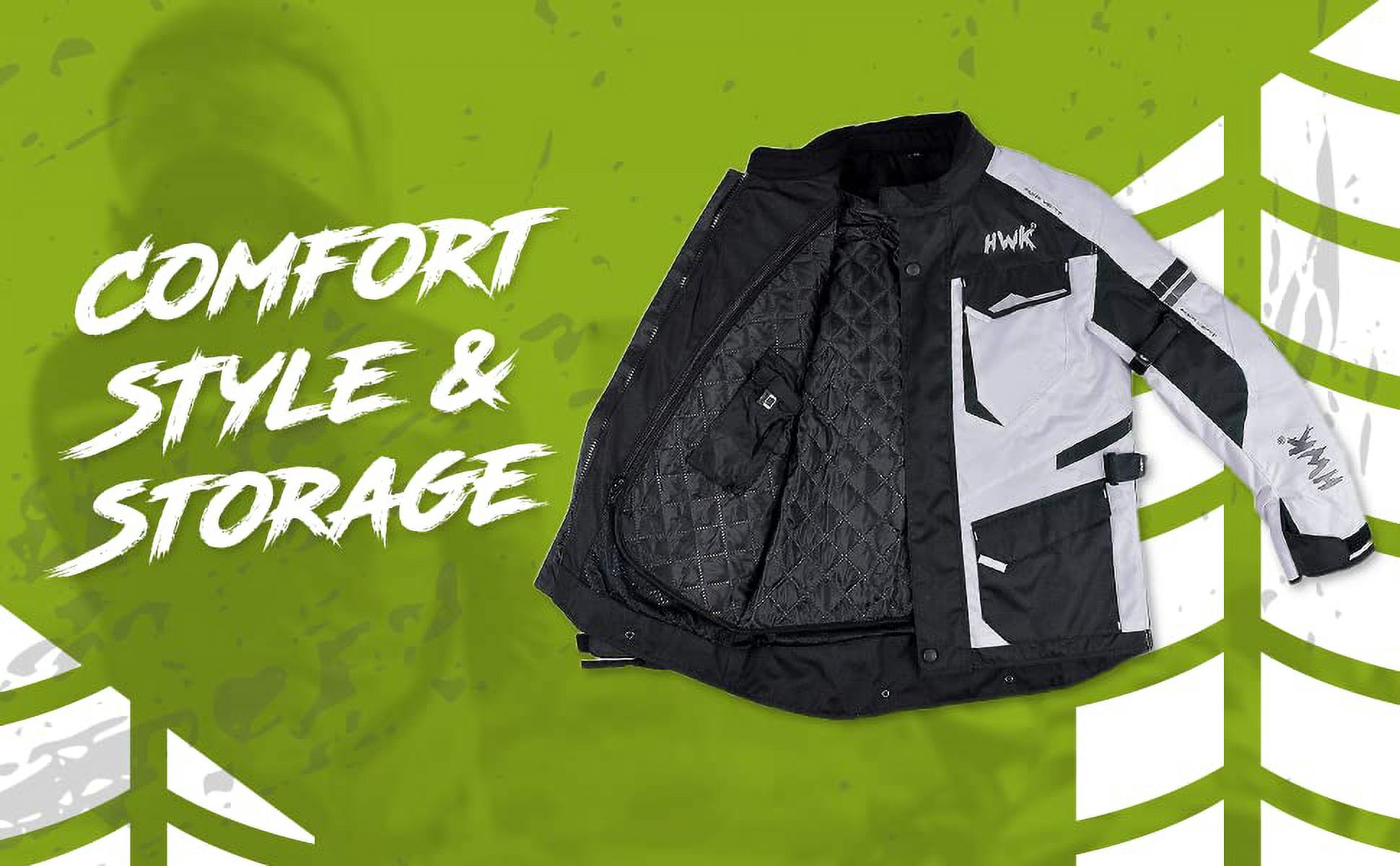 HWK Motorcycle Jacket for Men Adventure/Touring with Cordura Textile Fabric for Motorbike Riding and Impact Protection Armor (Grey, XL)