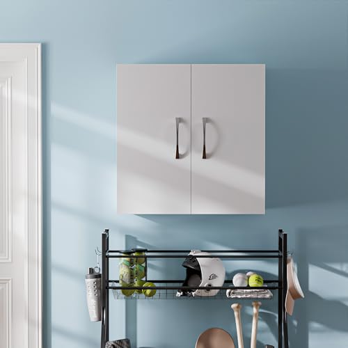 23″ Wall Cabinet with Adjustable Shelf | 2-Door Pantry Cabinet, Wall Mount Storage Cabinet for Bathroom, Kitchen, Living Room, White