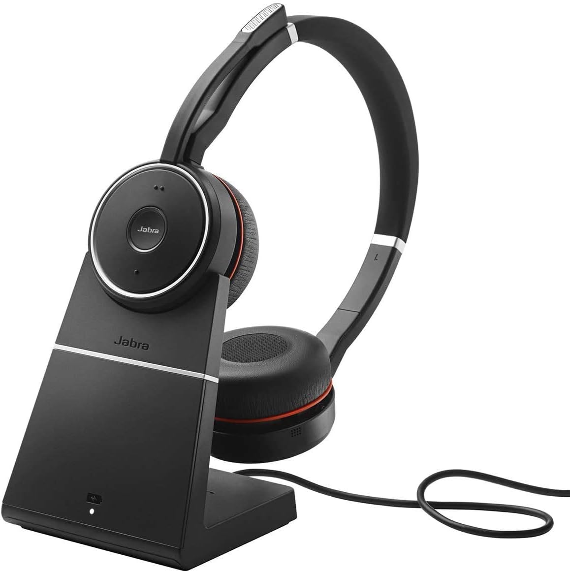 Jabra Evolve 75 UC Stereo Wireless Bluetooth Headset / Music Headphones Including Link 370 (U.S. Retail Packaging), Black