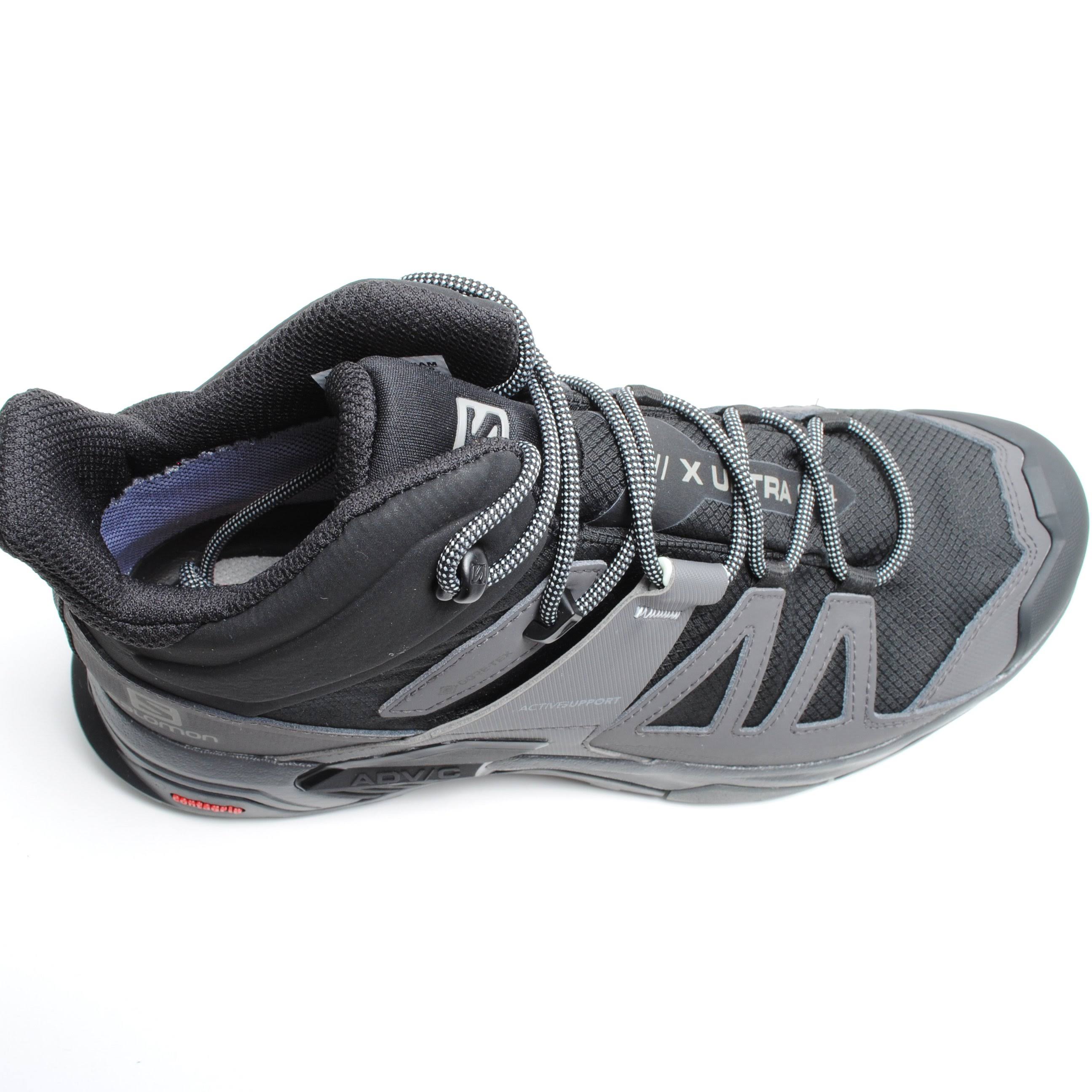 Salomon x Ultra 4 Mid Wide GTX Men&s, Black / Magnet / Pearl Blue / 10