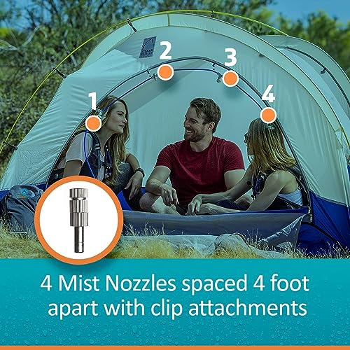 EXTREMEMIST Portable Misting System - 4 Mist Nozzles and Wireless Remote | Easy to Setup | 16 ft. Mist Line for Outdoor Patios, Golf Carts, Greenhouses, Canopy, Decks & More