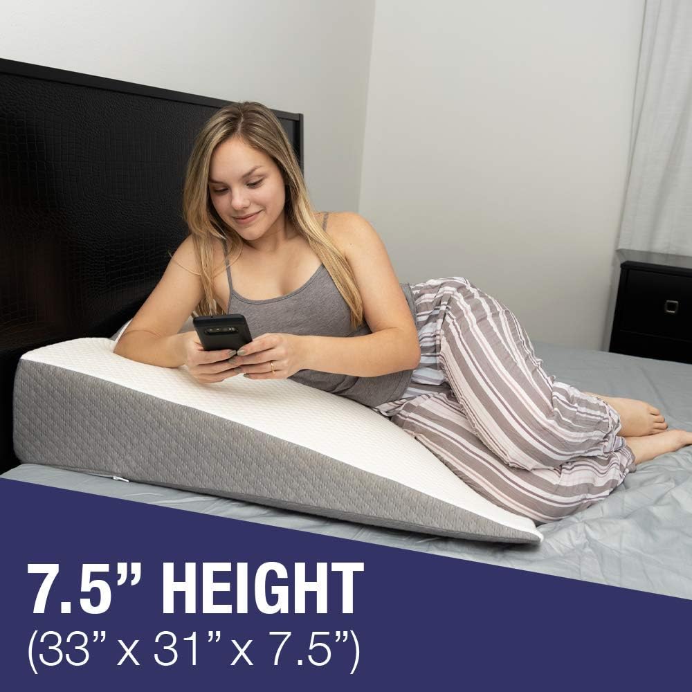 Kӧlbs Bed Wedge Pillow with Memory Foam Top | Stylish Chic Jacquard Cover | Wedge Pillow for Sleeping and Acid Reflux, Heartburn, and GERD Pillow &ndash; Snoring Pillow