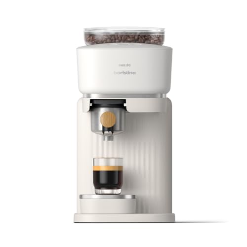 Philips Baristina Espresso Machine, Grind, Tamp & Brew Coffee Beans in One Swipe, Compact, 16 Bar Pump Pressure, Automatic Grinder, Black with Black Portafilter (BAR300/60)