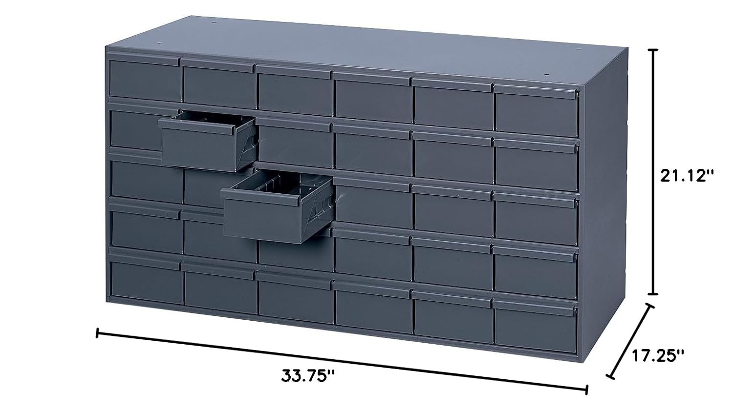 Durham 035-95 Prime Cold Rolled Steel Cabinet, 30 Drawer, 17-1/4" Length x 33-3/4" Width x 21-1/8" Height, Gray Powder Coat Finish