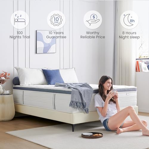 Queen Size Mattresses, 14 Inch Queen Mattress in a Box with Gel Memory Foam, Individually Pocketed Springs for Pressure Relief and Back Pain Relief-Plush