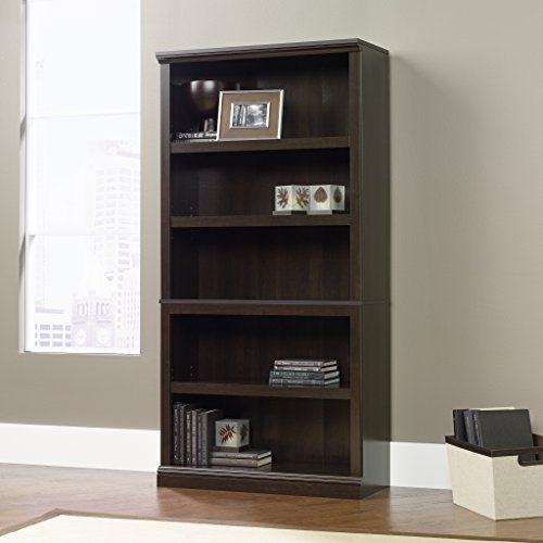 Sauder 5 Tier Book Shelf Wooden Bookcase Multipurpose Bookshelf for Home Office, Living Room, in Chalked Chestnut