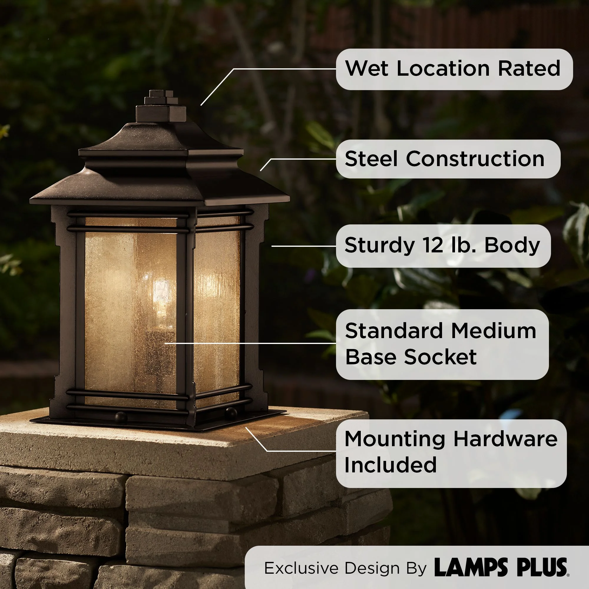 Franklin Iron Works Hickory Point Rustic Farmhouse Outdoor Pier Mount Light Walnut Bronze 16 1/2" Frosted Cream Glass for Exterior Barn Deck House