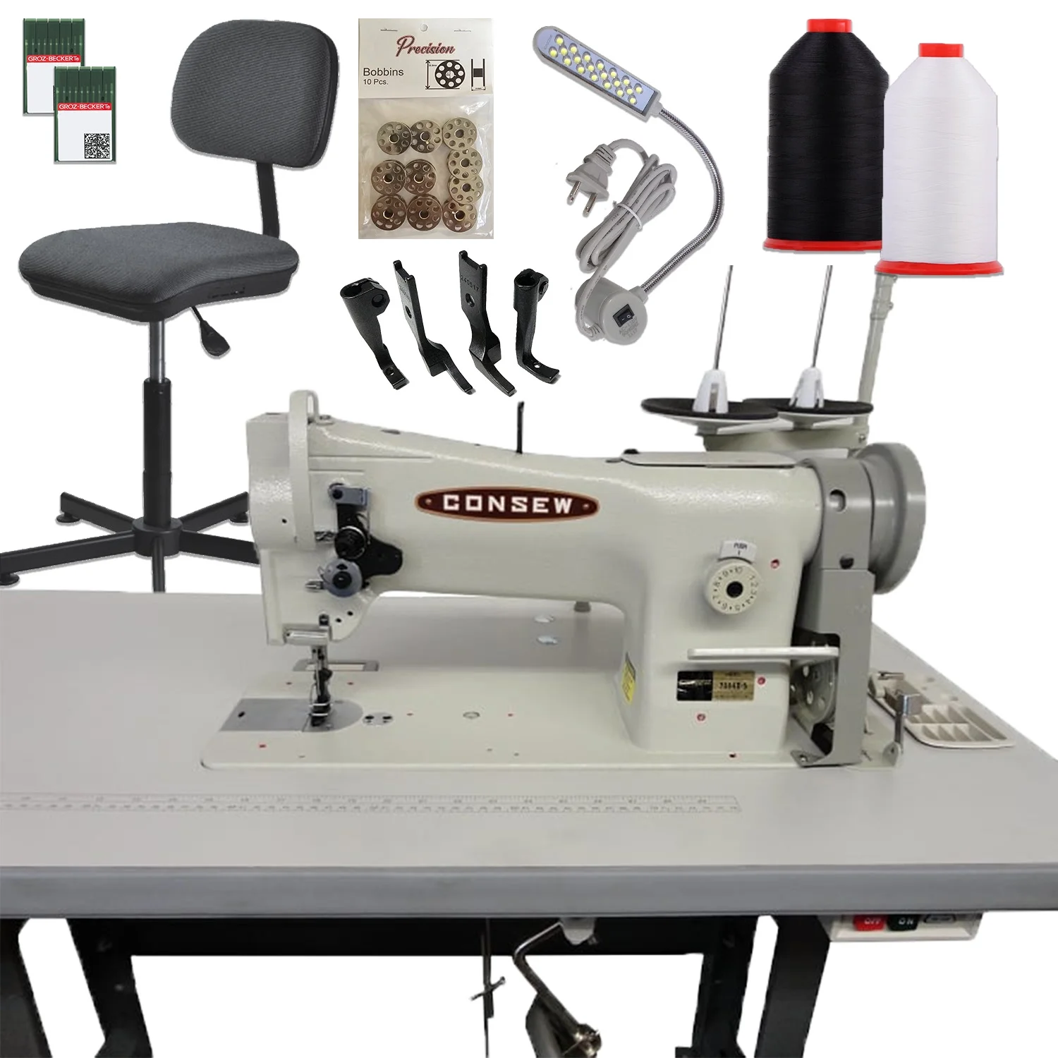 Consew 206RB-5 Industrial Sewing Machine & Stand Bundle with Chair - Curated Treasures Market