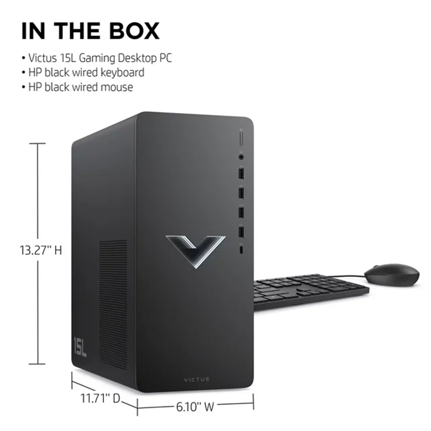 HP Victus Gaming Tower Desktop, AMD Ryzen 5 5600G, AMD Radeon RX 6400, 16GB RAM, 1TB SSD, Wi-Fi, RJ-45, HDMI,DP Port, Windows 11 Home, Wired KB & Mouse