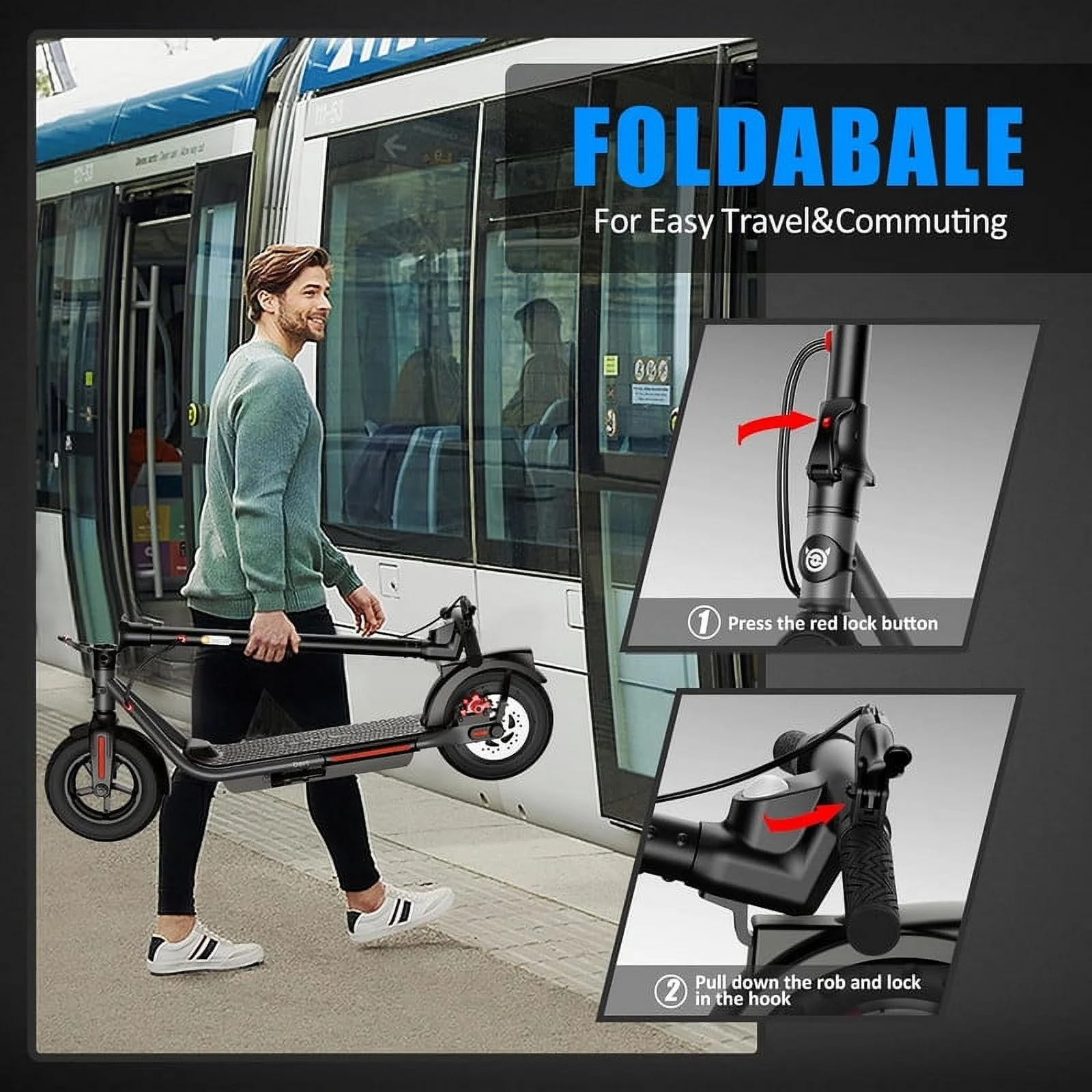 SISIGAD Electric Scooter for Adults Teens, B16 Dart 350W Folding Commute E-Scooter with Double Braking System, 10" Solid Tires, 23Mph Speed, 20 Miles Long Range