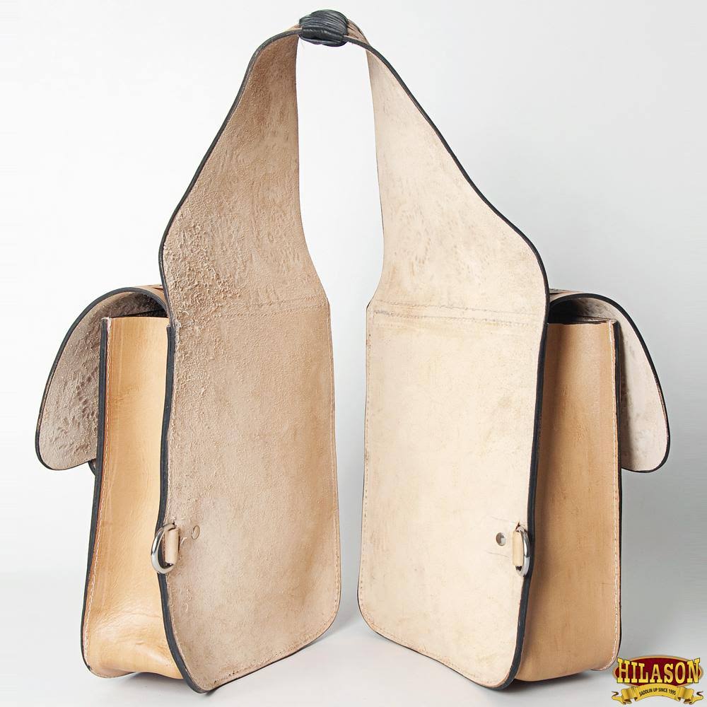 BG117F Hilason Western Heavy Duty Leather Cowboy Trail Ride Horse Saddle Bag Tan