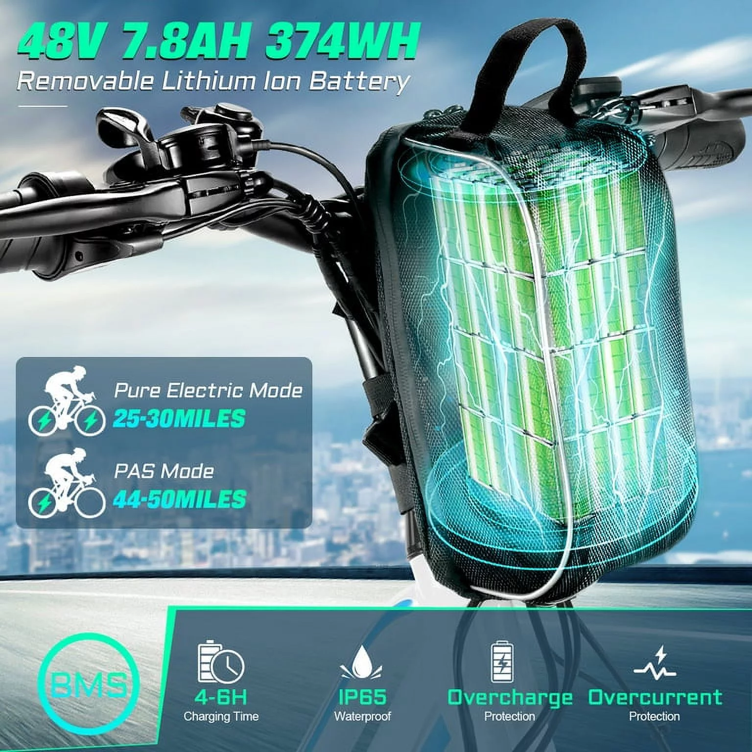 Gocio 500W 26'' Electric Bike 48V Electric Bicycle for Adults, 19MPH Cruiser Ebike, Electric Commuter Bike with Carrier Rack, Low Step Frame Shimano 7 Speed for Men Women Senior