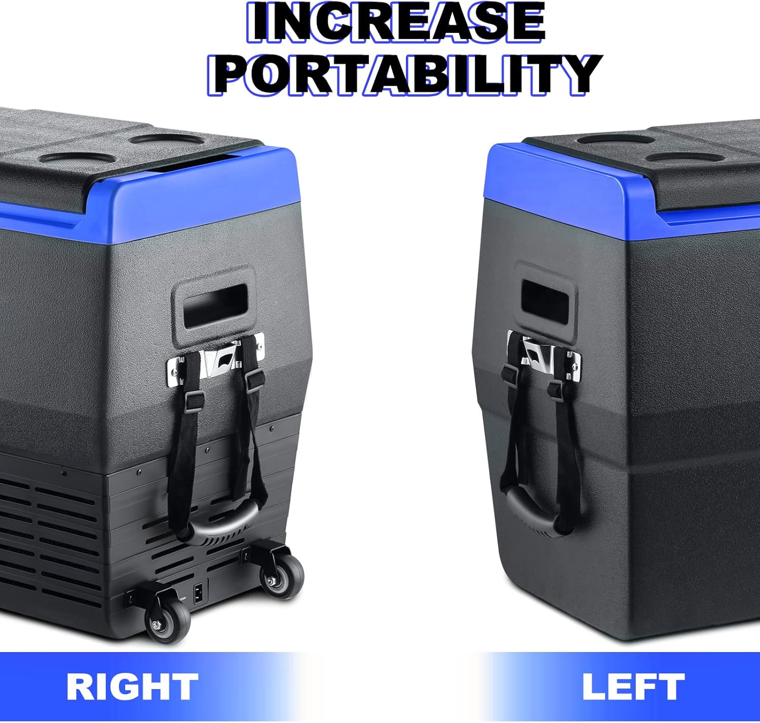 Portable Fridge Freezer, 12 Volt Refrigerator, -4℉-68℉, Electric Cooler with wheels for Car and Home, DC 12/24V, AC 110V, Car Refrigerator Compact Refrigerator for Travel, Camping, Road Trip, RV (TC35+AC adapter)
