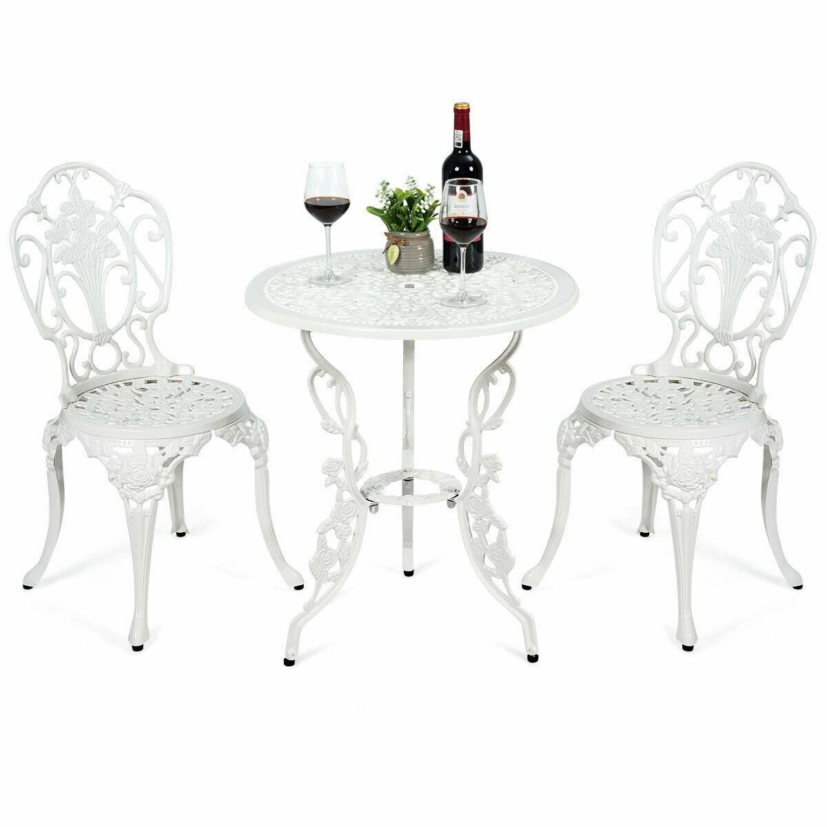 3 Pcs Patio Table Chairs Furniture Bistro Set