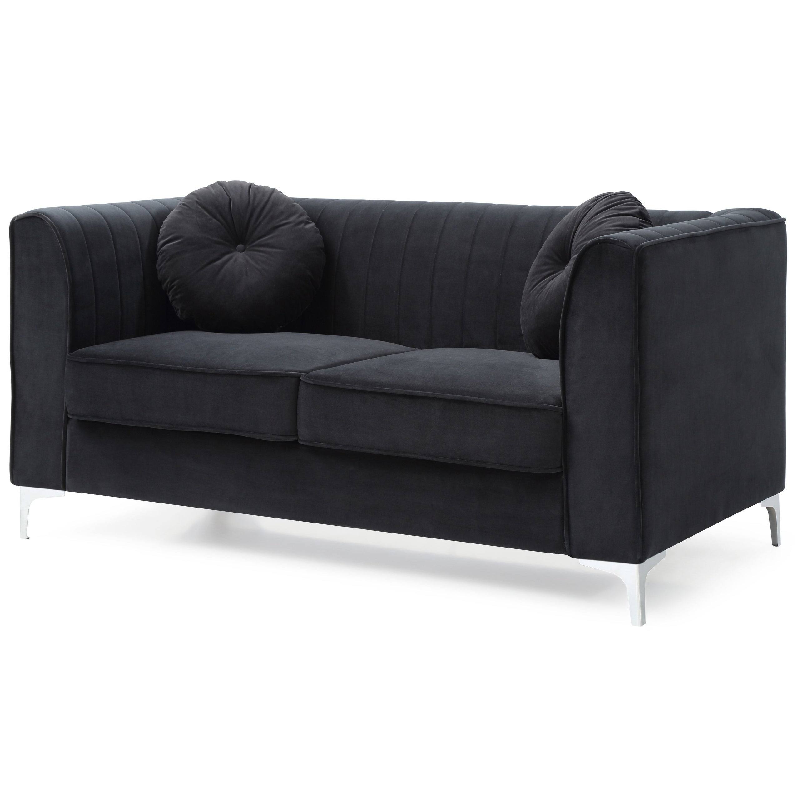 Glory Furniture Delray Velvet Loveseat in Ivory