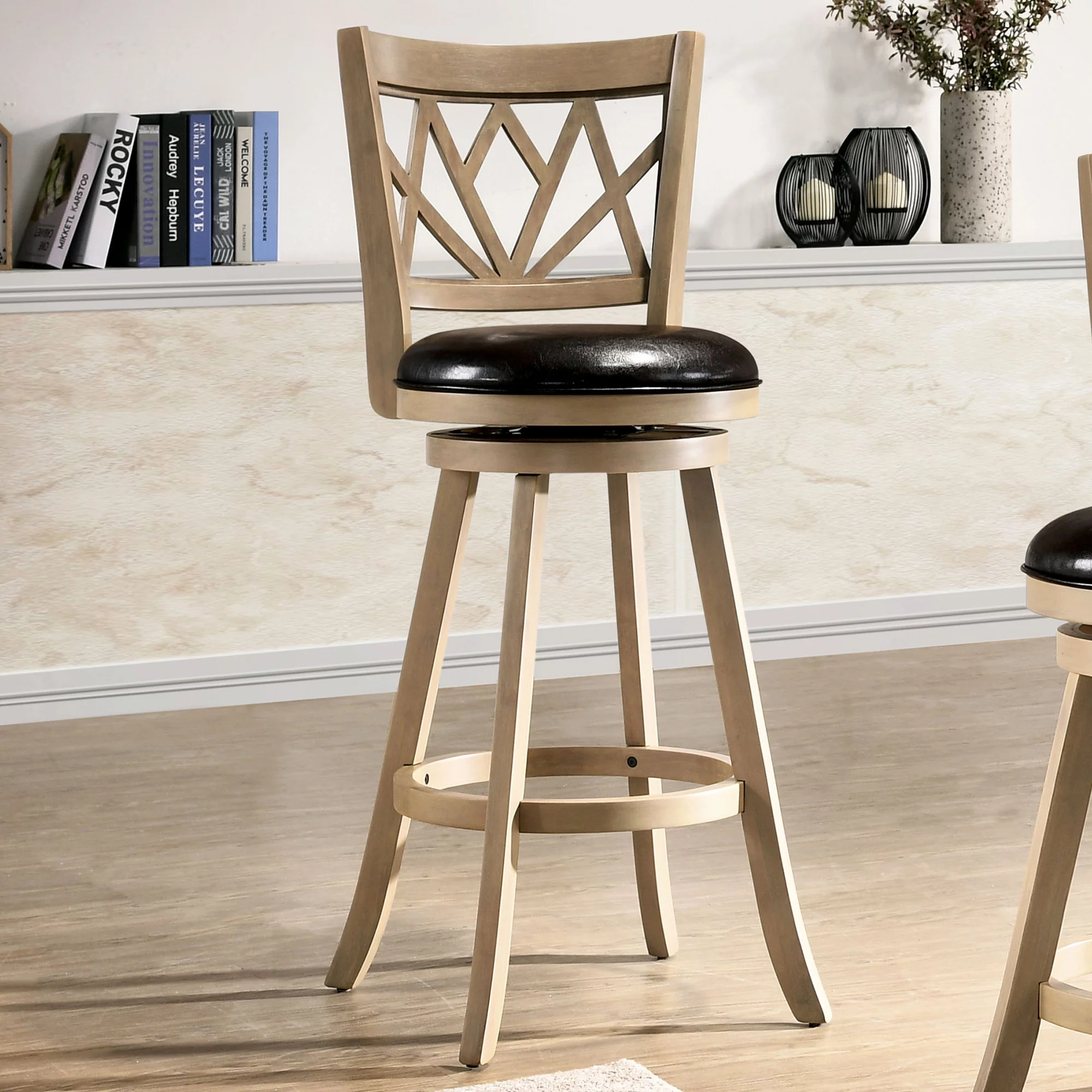 Furniture of America Hillcrest Wood Swivel Barstool, Maple, 29-in