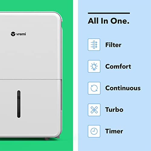 Vremi 22 Pint 1,500 Sq. Ft. Dehumidifier Energy Star Rated for Medium Spaces and Basements