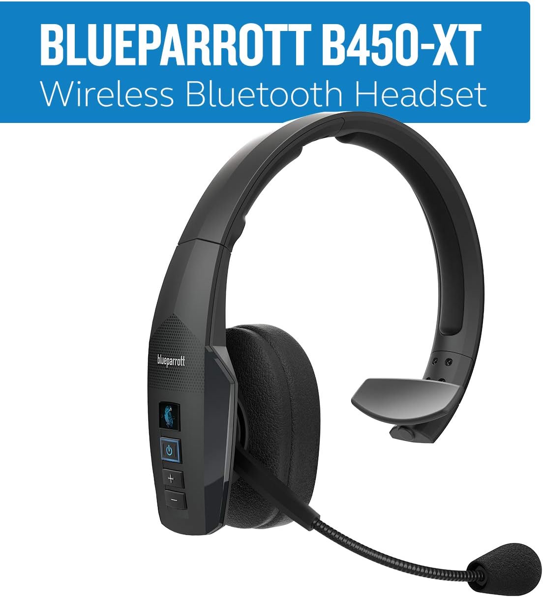 BlueParrott B450-XT Noise Cancelling Bluetooth Headset – Updated Design with Industry Leading Sound & Improved Comfort, Up to 24 Hours of Talk Time, IP54-Rated Wireless Headset,Black