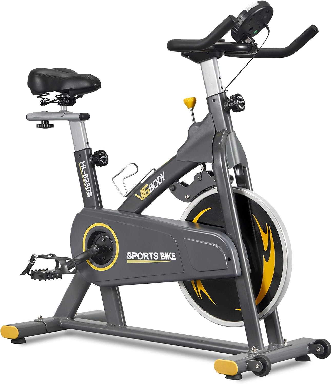 VIGBODY Stationary Exercise Bike Indoor Cycling Bike for Cardio Workout, with Comfortable Seat Cushion, LCD Monitor for Home Training Bike